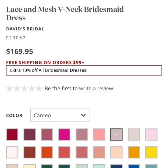 Bridesmaids Dress Lace V-Neck Cameo Long NWT 14 - Picture 4 of 11